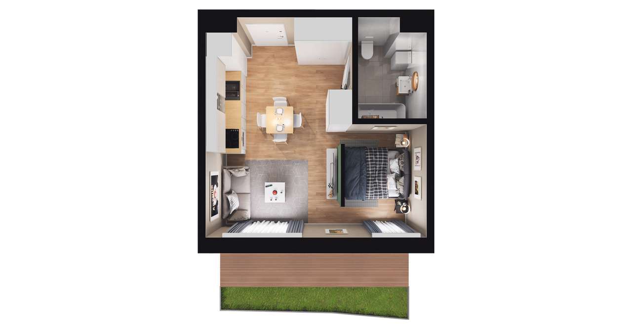 1-pokojowe mieszkanie 29m2 + ogródek Bezpośrednio - Pełny obrazek: 2/8