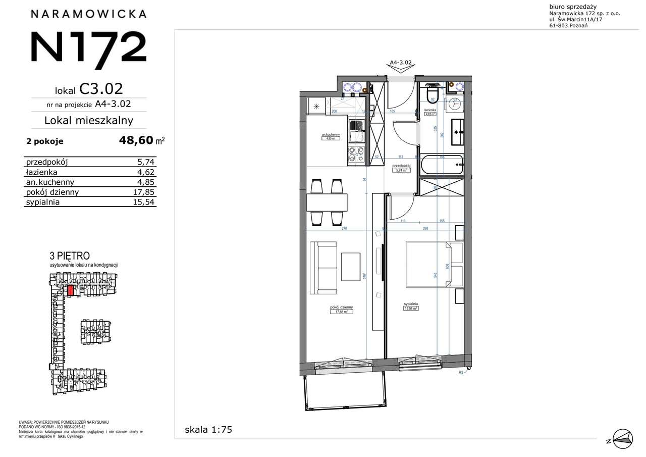 2-pokojowe mieszkanie 48m2 + balkon - Pełny obrazek: 2/9
