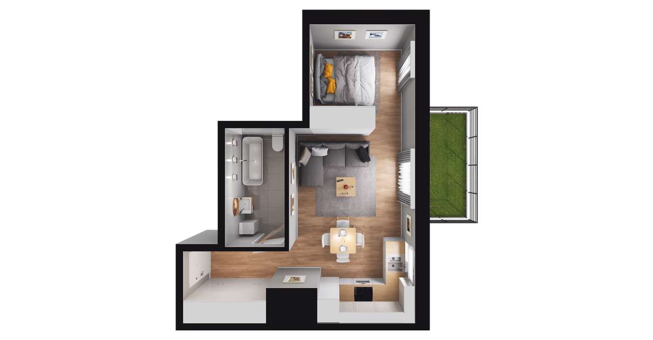 1-pokojowe mieszkanie 39m2 + ogródek Bez Prowizji - Pełny obrazek: 2/8