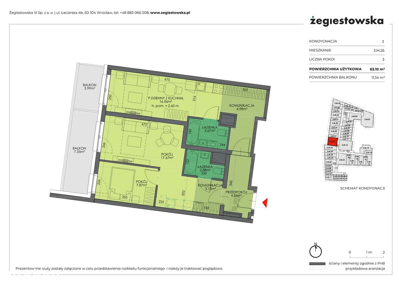 Żegiestowska | mieszkanie 3-pok. | 3.M.26 - Pełny obrazek: 2/7