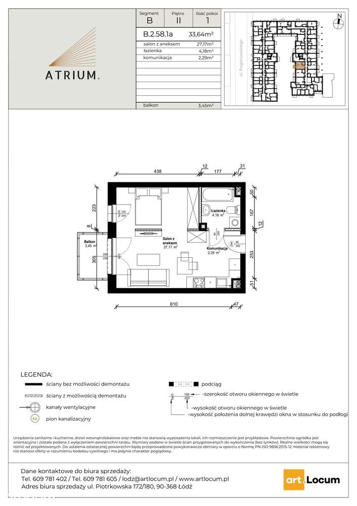 1-pokojowe mieszkanie 34m2 + balkon Bez Prowizji - Pełny obrazek: 2/7