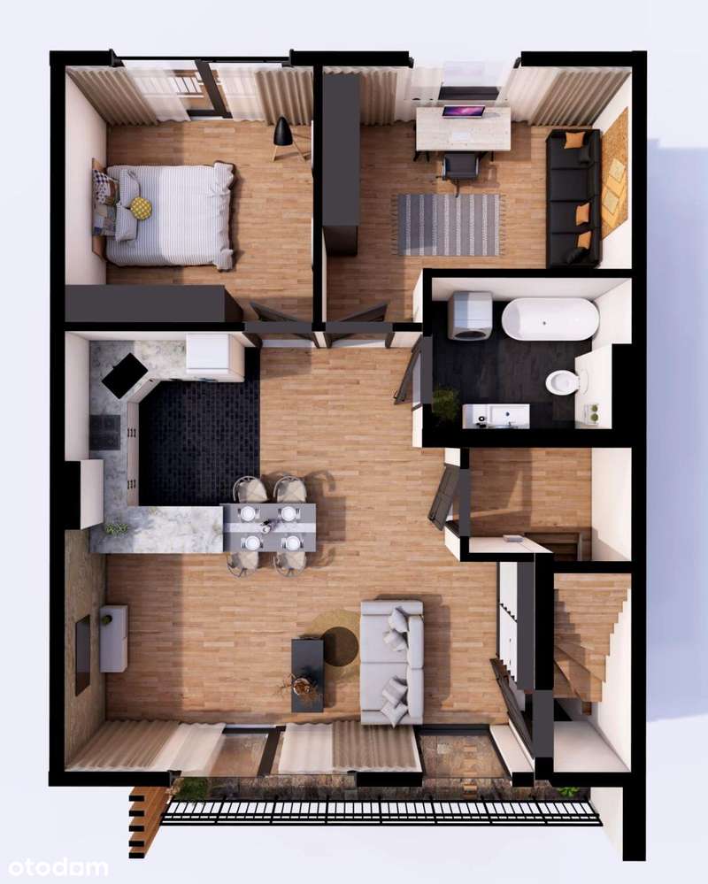 Dwupoziomowe mieszkanie z tarasem i balkonem - Pełny obrazek: 4/20