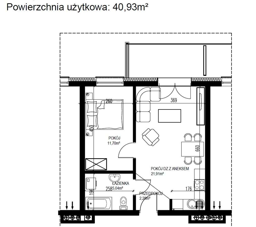 Osiedle Grunwaldzkie. 2 pokoje - 40,93 m2. Ogródek! - Pełny obrazek: 2/17