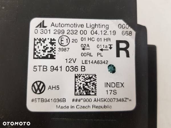 VW TOURAN 3 III LAMPA PRAWA PRZEDNIA PRZÓD FULL LED EUROPA 5TB941036B IDEALNA - 9