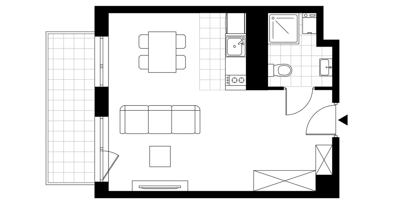 1-pokojowe mieszkanie 34m2 + balkon - Pełny obrazek: 4/9