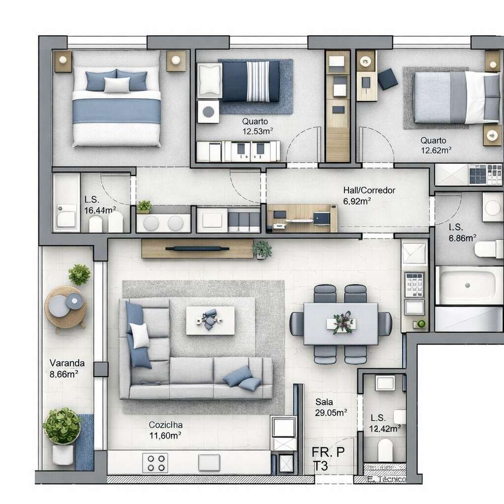 Apartamento T3 em Leiria, Pousos, Barreira e Cortes de 115,00 m2 - Grande imagem: 2/9