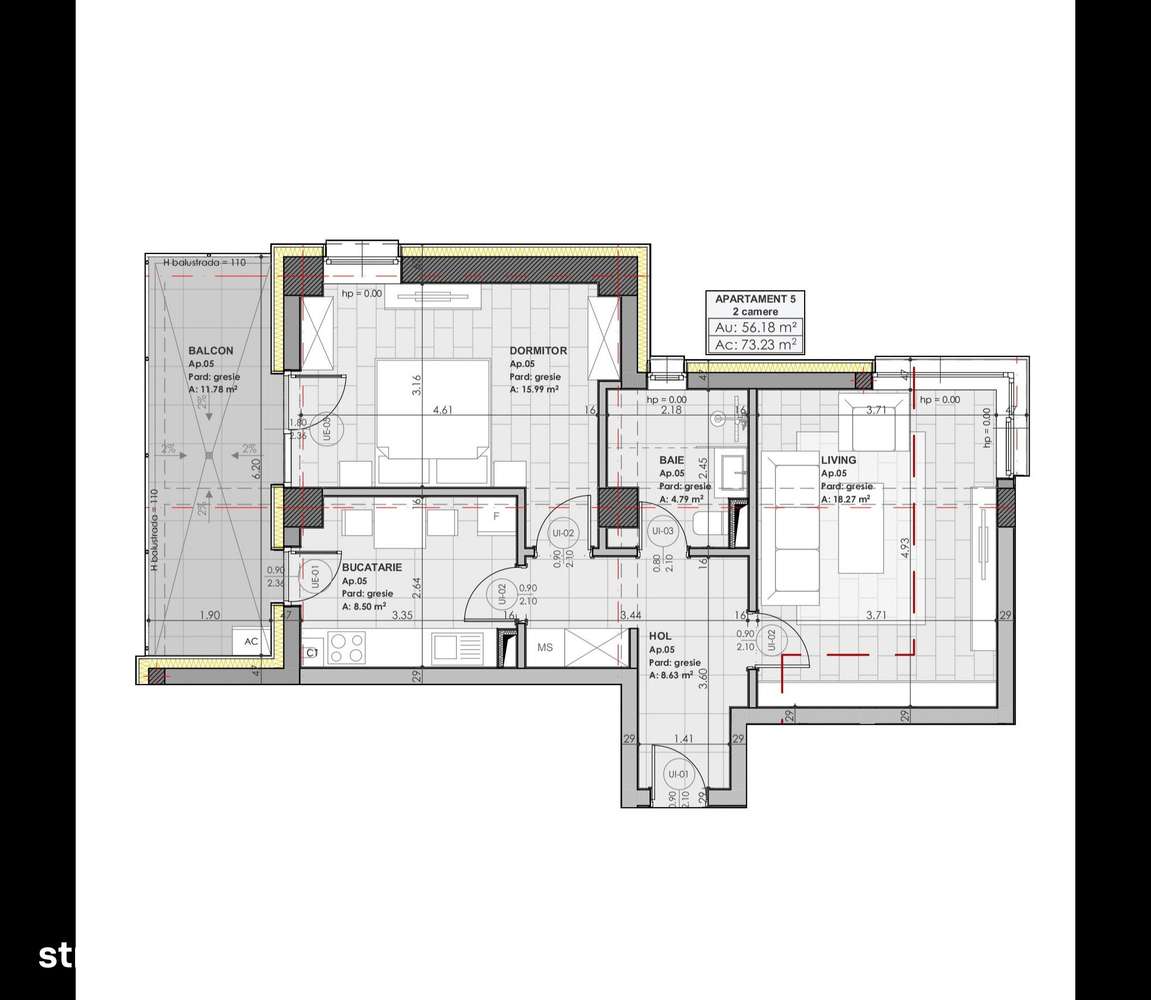 APARTAMENT 2 CAMERE DECOMANDAT 67,96 MP - DIRECT LA DEZVOLTATOR - Imagine principală: 3/8