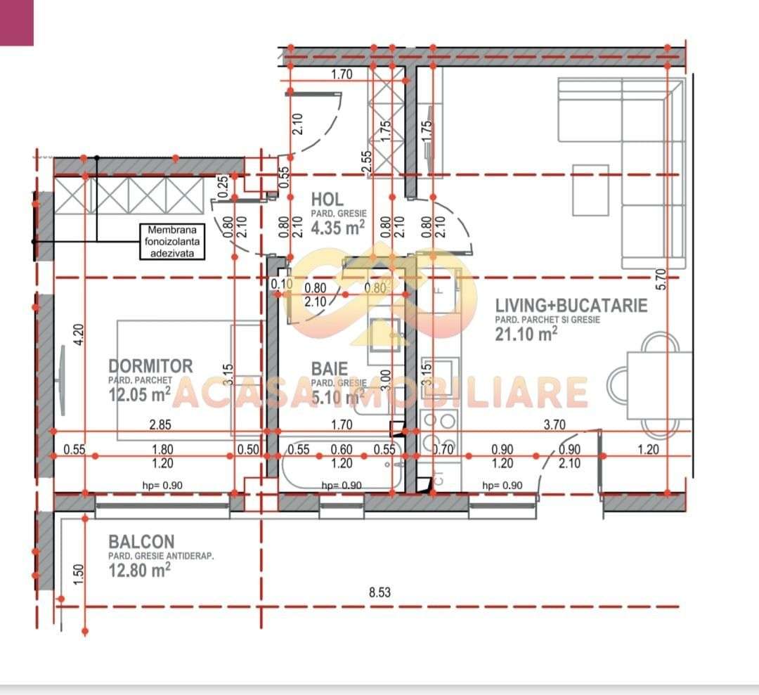 NOU  PLATOU GALATA APARTAMENT 2 CAMERE 46MP - Imagine principală: 4/10