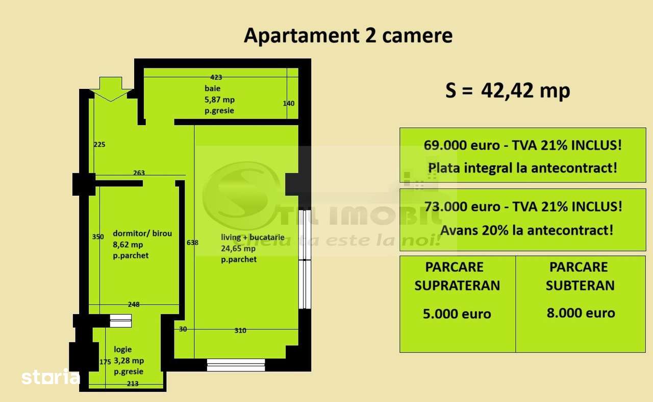 Apartament 2 camere Cug Valea Adanca, bloc nou, cartier rezidential - Imagine principală: 2/8