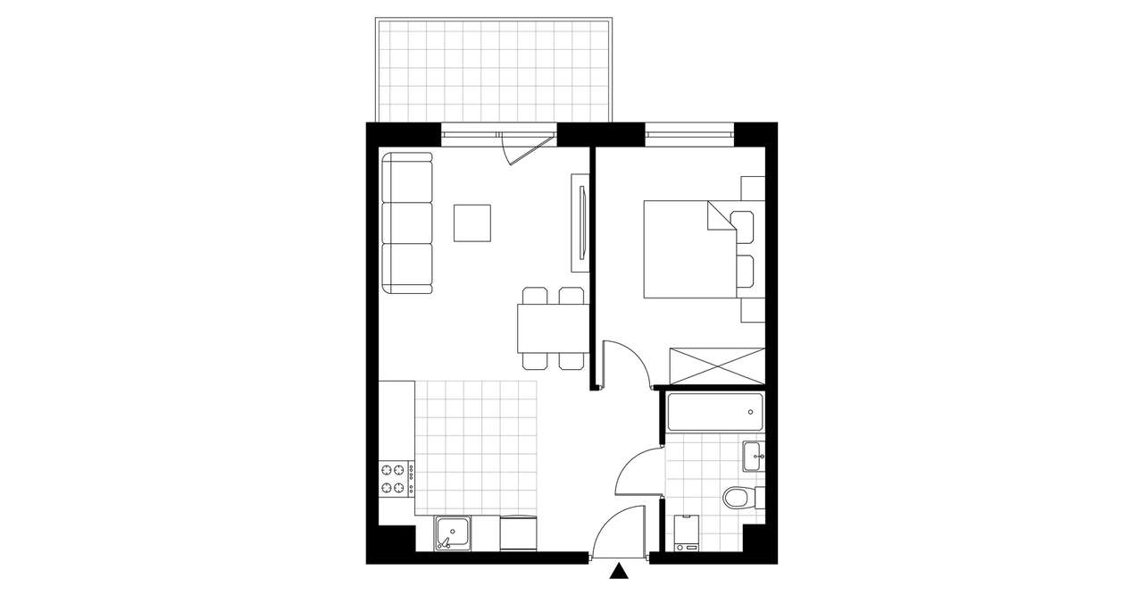 2-pokojowe mieszkanie 41m2 + balkon - Pełny obrazek: 4/9