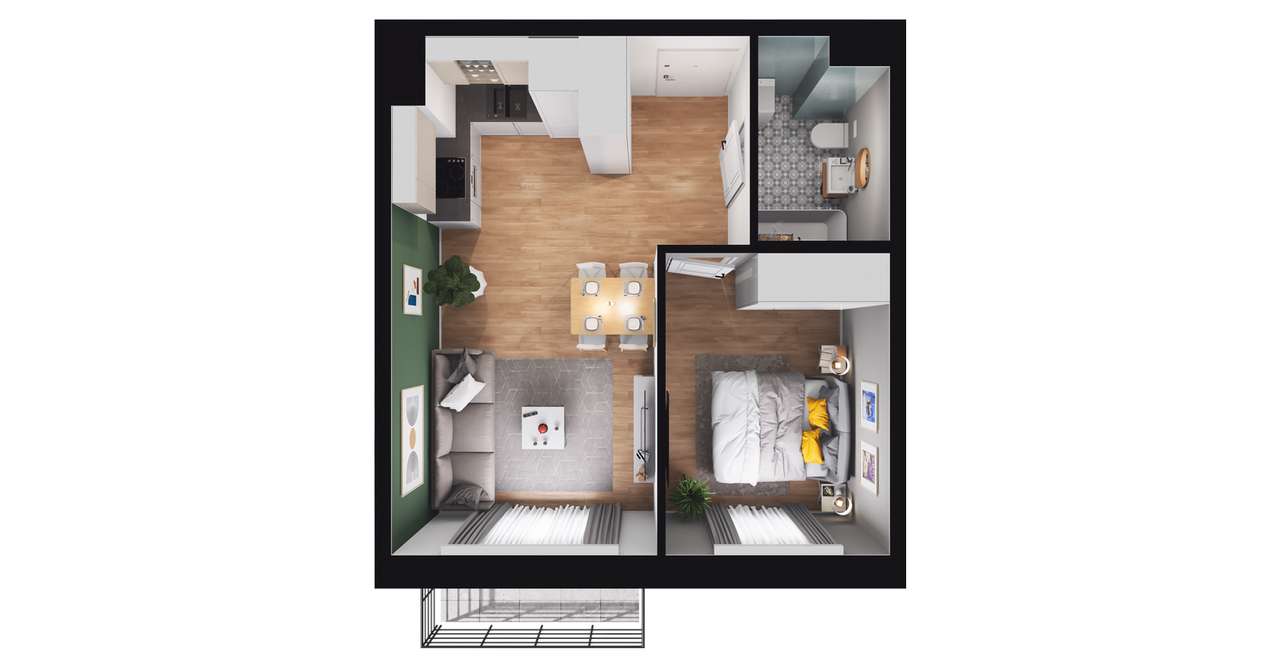 2-pokojowe mieszkanie 36m2 + balkon Bez Prowizji - Pełny obrazek: 2/7