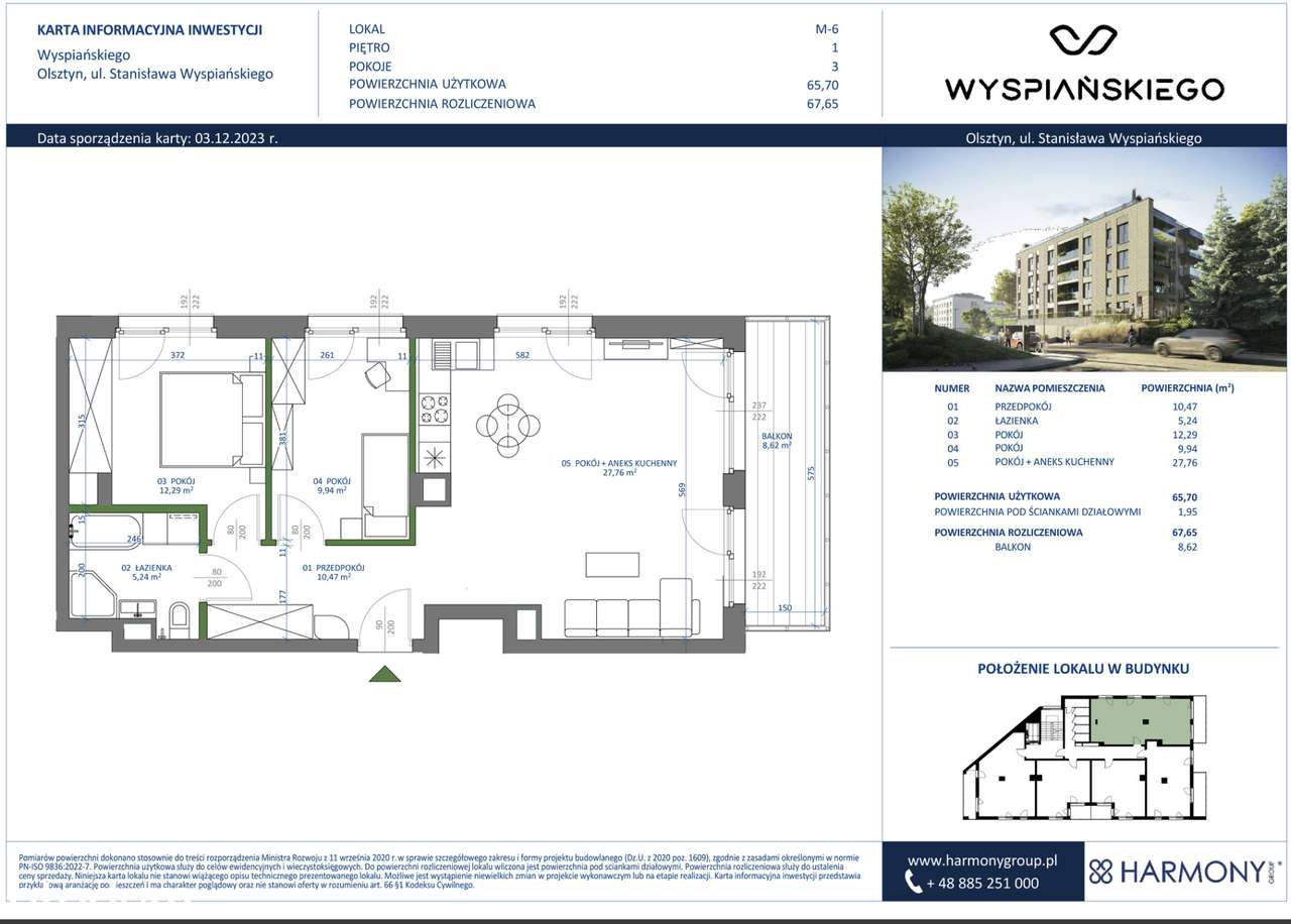 Ostatnie wolne mieszkania! | Wyspiańskiego 3 pokoje | nr. 6-5