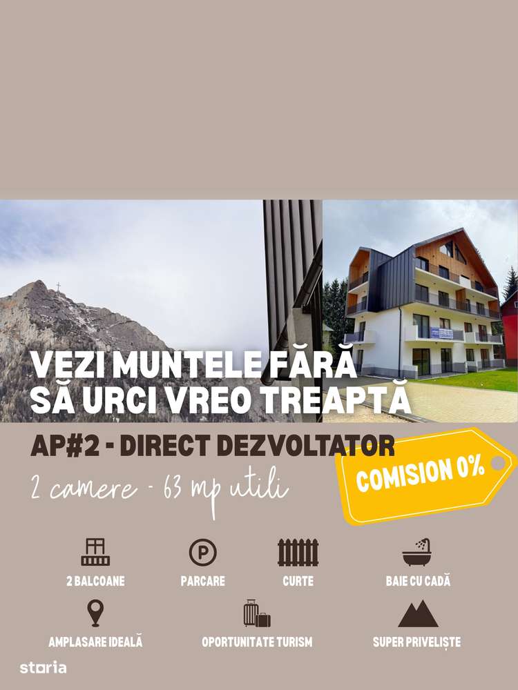 BUȘTENI | 2 camere | Parter Accesibil | Curte | Parcare | Comision 0% - Imagine principală: 1/12