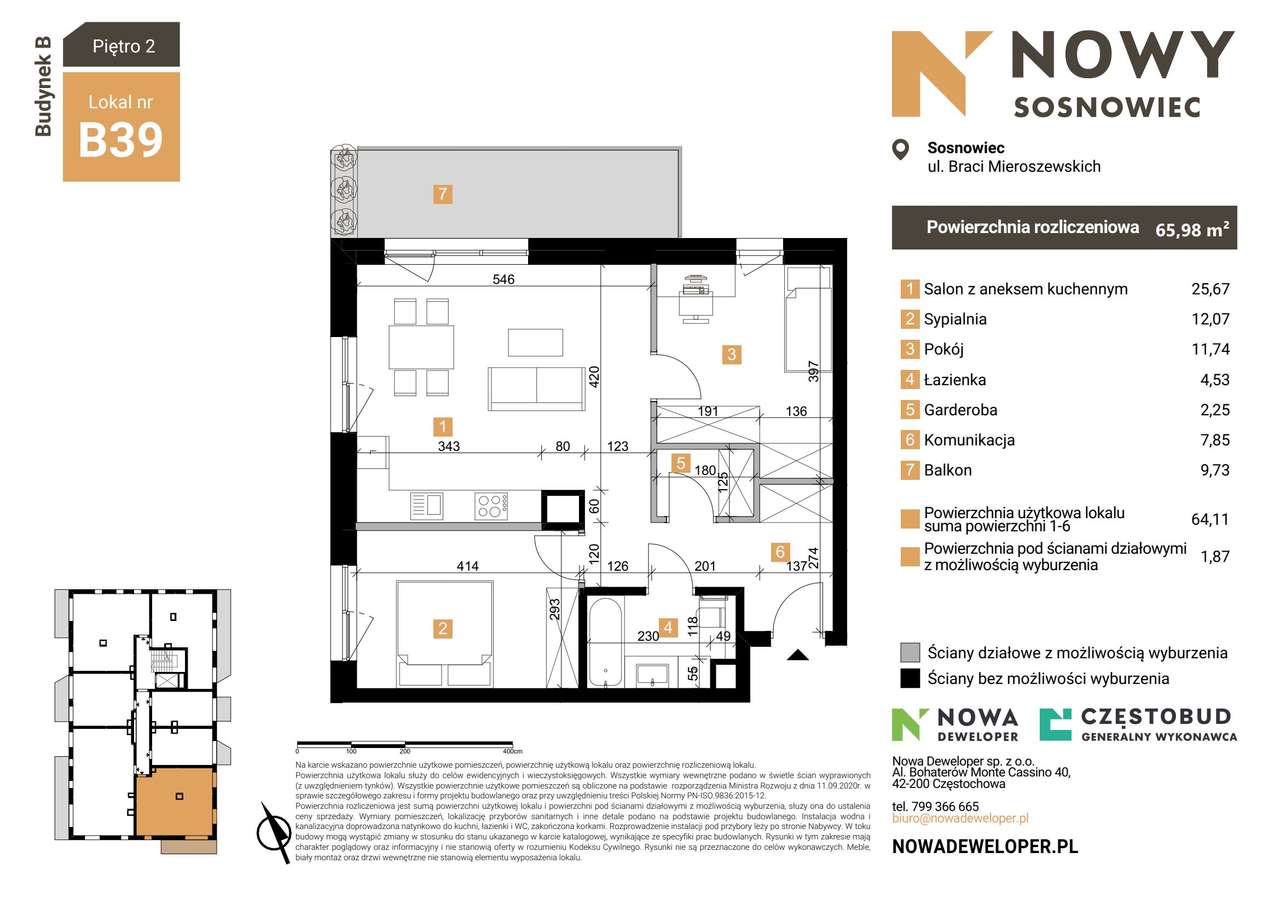 Nowy Sosnowiec | mieszkanie 3-pok. | B39 - Pełny obrazek: 2/7