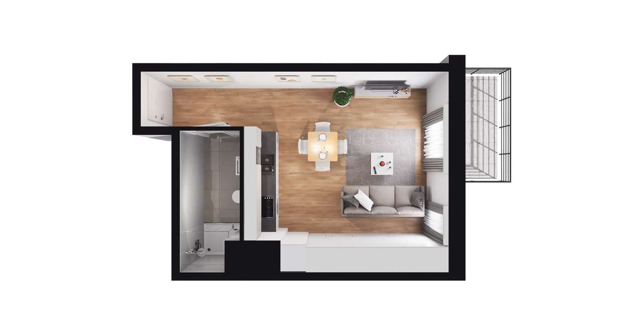 1-pokojowe mieszkanie 29m2 + balkon - Pełny obrazek: 2/8