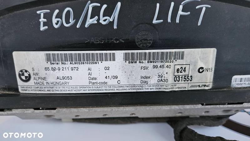 BMW 5 E60 E61 Wyświetlacz mały 6,5 Monitor nawigacji 9211972 - 4