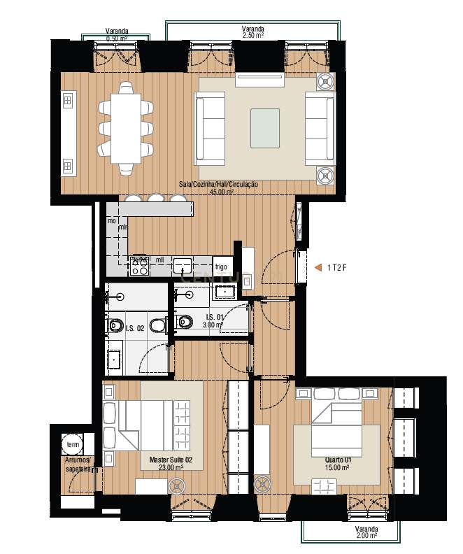 Elegante T2 com varanda e atmosfera residencial tranquila. - Grande imagem: 5/10