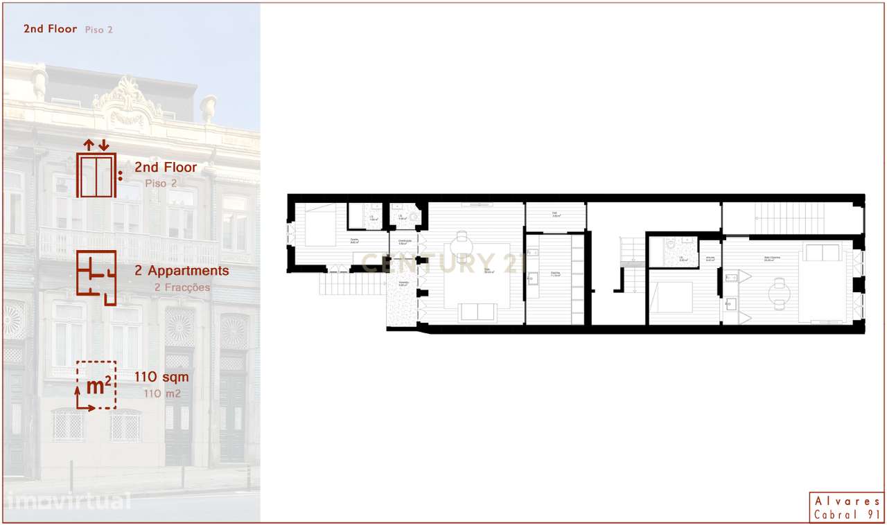 T1 com varanda e jardim no Empreendimento Álvares Cabral 91-16