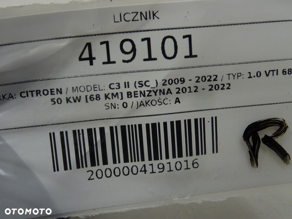LICZNIK CITROEN C3 II (SC_) 2009 - 2022 1.0 VTi 68 50 kW [68 KM] benzyna 2012 - 2022 98041179XT - 6