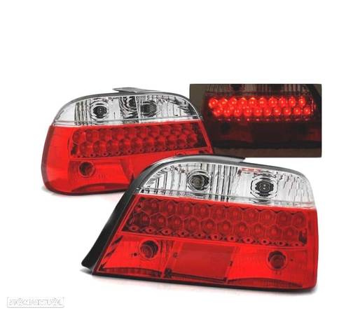 FAROLINS TRASEIROS LED PARA BMW E38 94-01 VERMELHO BRANCO - 1