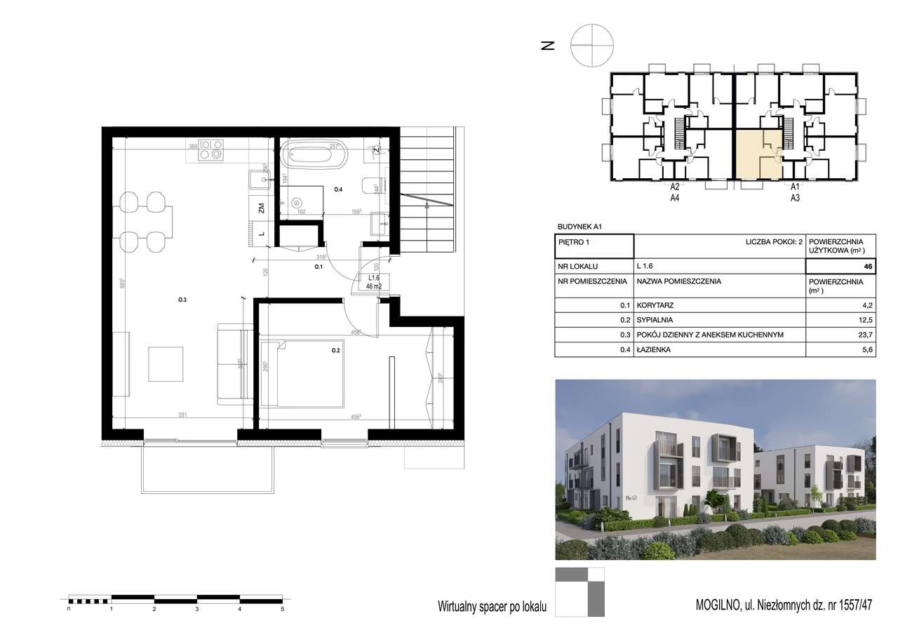 TWOJE MIESZKANIE MOGILNO    30 MIESZKAŃ O POWIERZCHNI 28 M2 – 46 M2 - Pełny obrazek: 5/10