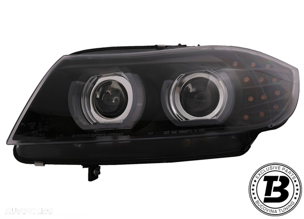 Faruri 3D LED Angel Eyes compatibile cu BMW Seria 3 E90 E91 AFS - 8