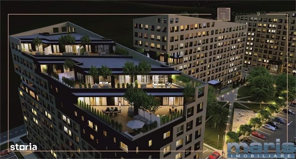 Penthouse 3 camere cu s.u. 90 mp + terasa de 90 mp in Concept 9