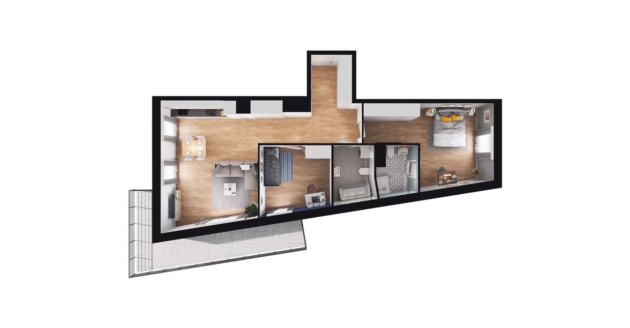 3-pokojowe mieszkanie 74m2 + balkon Bezpośrednio - Pełny obrazek: 2/8