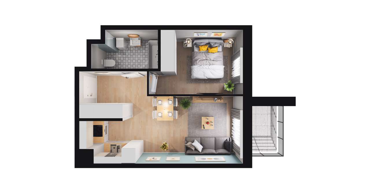 2-pokojowe mieszkanie 36m2 + balkon Bezpośrednio - Pełny obrazek: 2/8