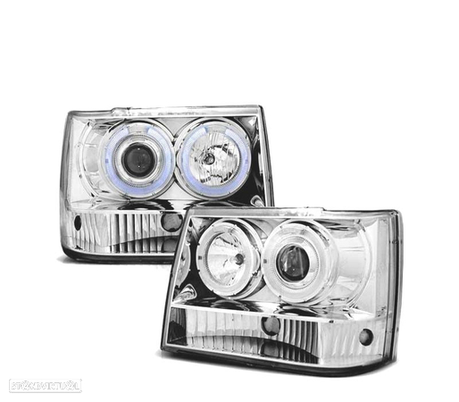 FARÓIS ANGEL EYES PARA JEEP GRAND CHEROKEE 93-98 CHROME CROMADO - 2