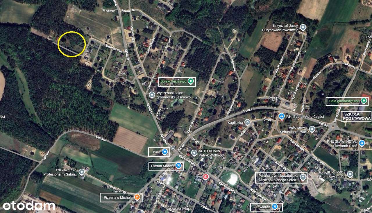 Działka Leśniewo 1062 m², przy lesie, cisza i spokój, wydane WZ-7