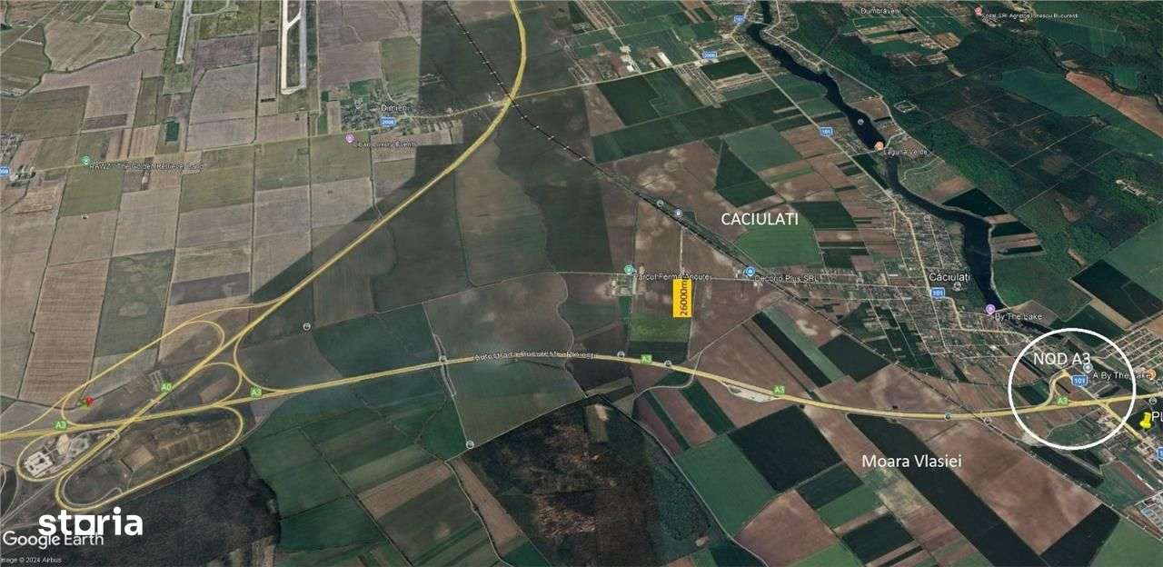 Teren intravilan 26000 mp-Moara Vlasiei,Nod A3, toate util. - Imagine principală: 3/7