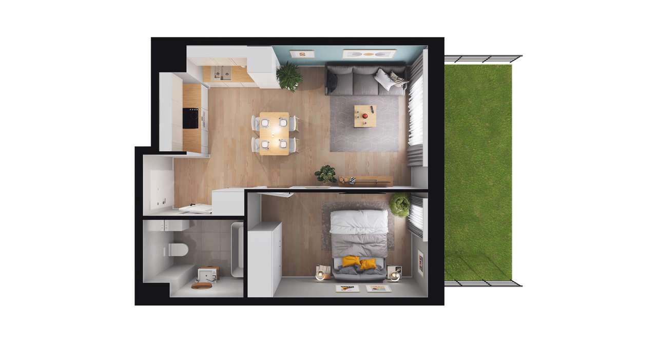 2-pokojowe mieszkanie 38m2 + ogródek Bez Prowizji - Pełny obrazek: 2/8