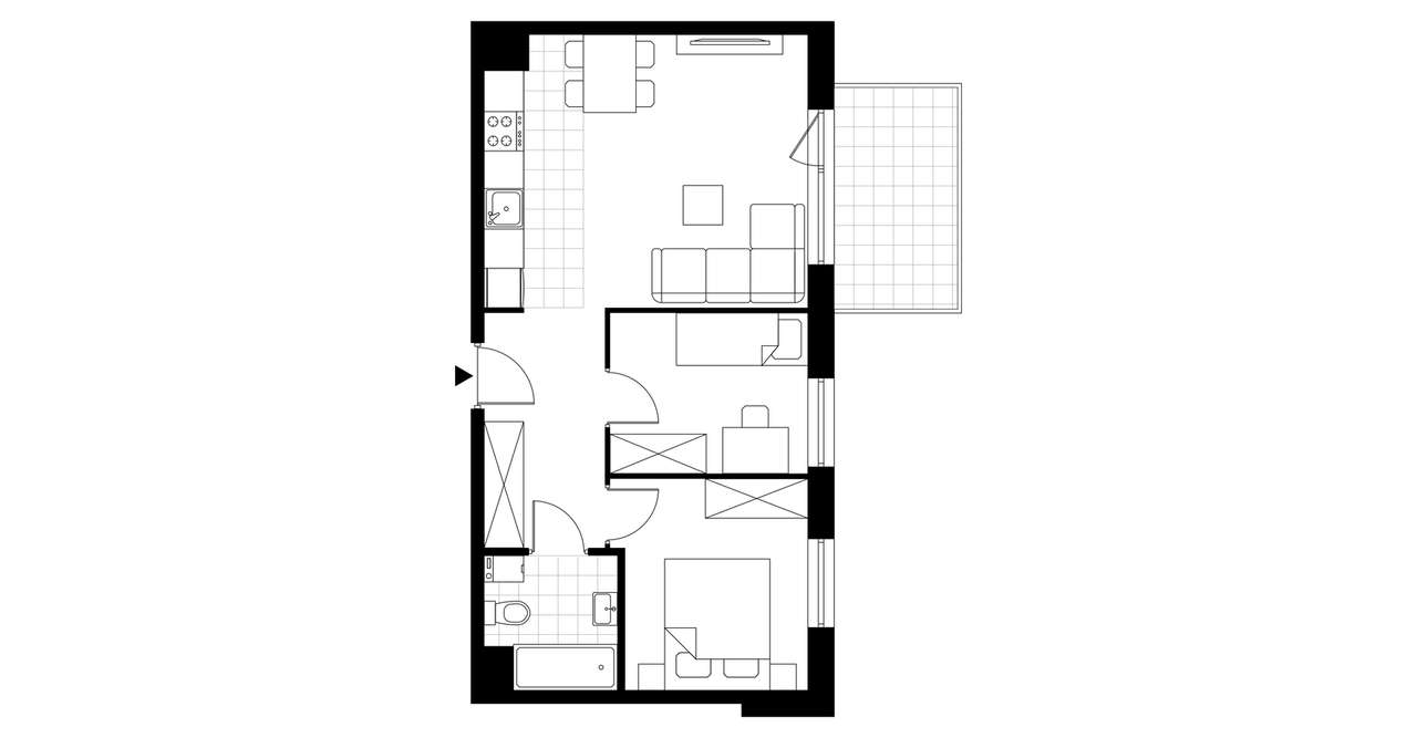 3-pokojowe mieszkanie 46m2 + balkon Bezpośrednio - Pełny obrazek: 3/5