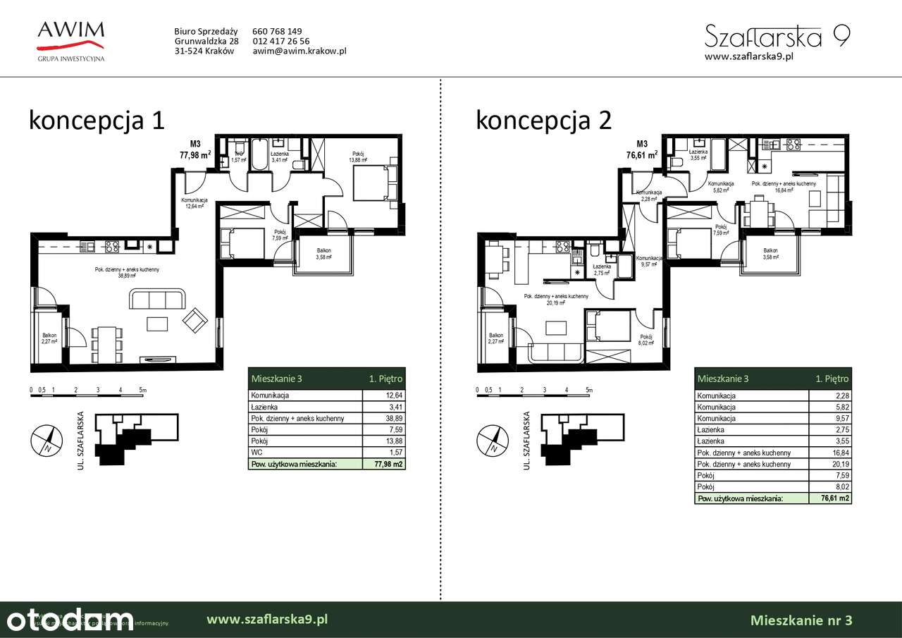 3-pokojowy apartament 77,98m2 na I piętrze z balkonami - Pełny obrazek: 4/9