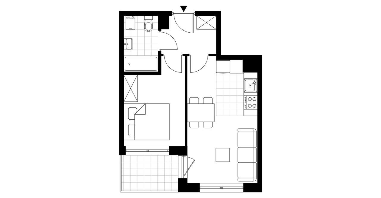 2-pokojowe mieszkanie 33m2 + loggia - Pełny obrazek: 3/7