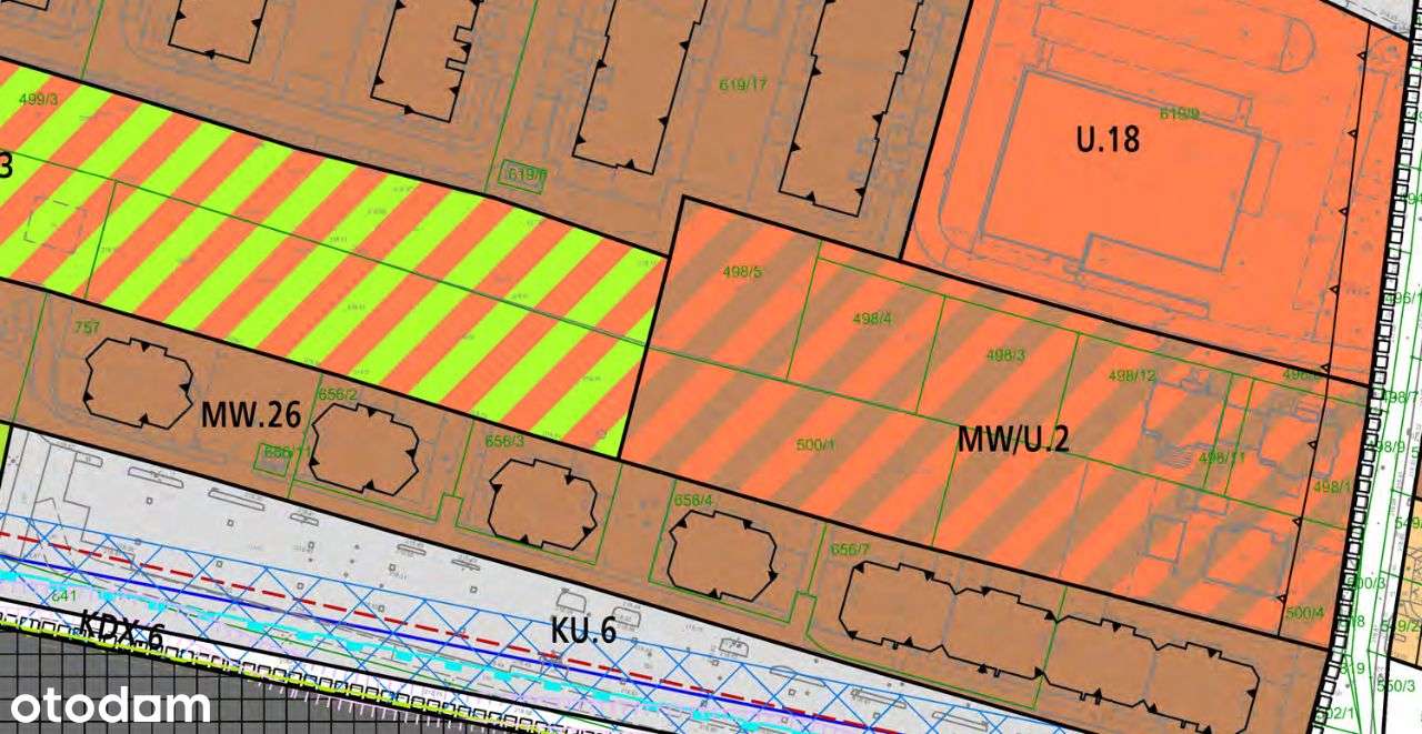 Działka Żabiniec-usługowa oraz w części rekreacyjno - sportowa. 50 ar-2