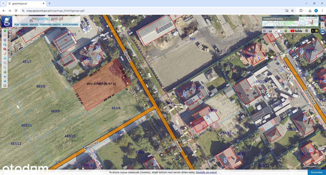 Działka budowlana 898 m² – Wilkowice, ul. Lipowa (przy głównej drodze)