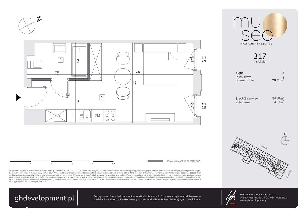 1-pokojowe mieszkanie 28m2 Bez Pośredników - Pełny obrazek: 2/7