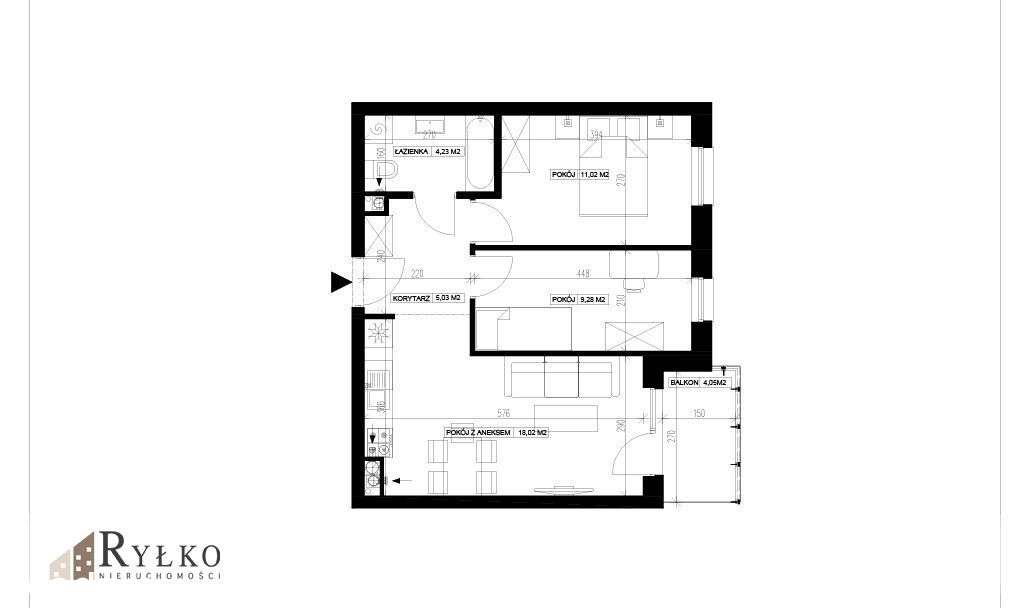 3 pokoje + balkon + komórka + garaż-7