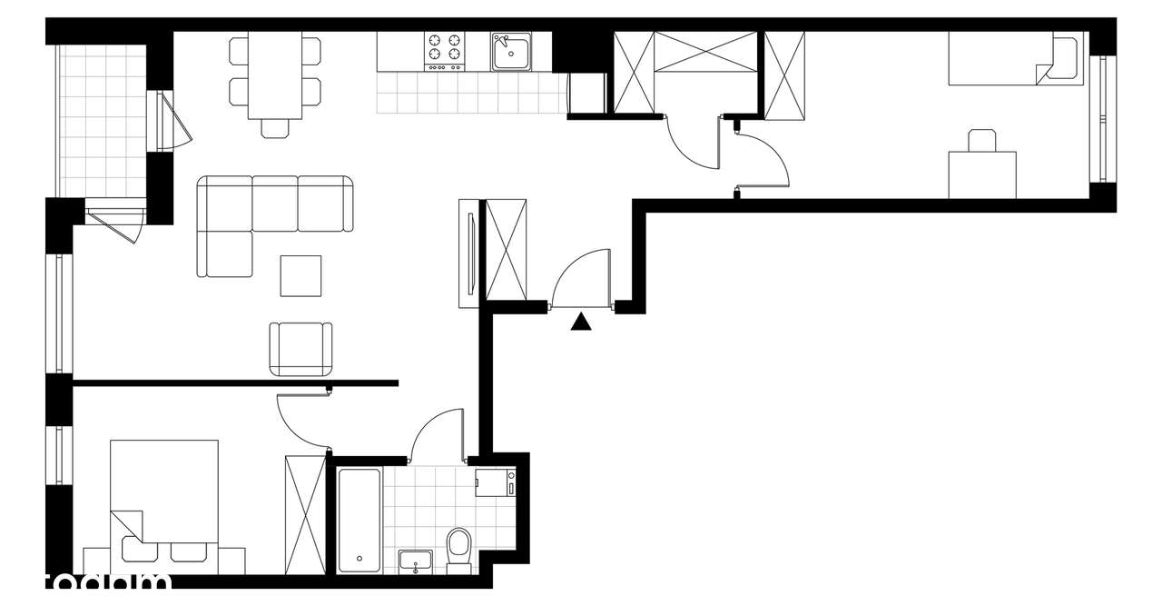 3-pokojowe mieszkanie 68m2 + loggia - Pełny obrazek: 3/6