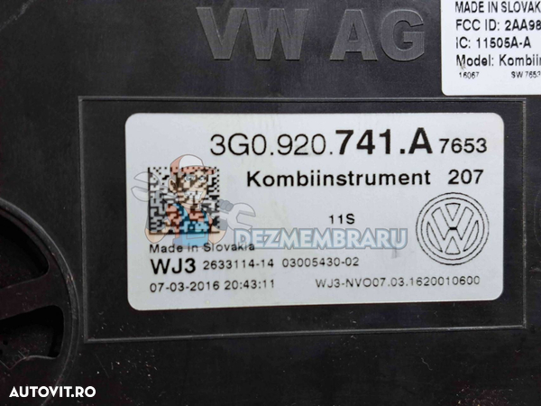 Ceas bord Volkswagen Passat B8 Variant (3G5) [Fabr 2015-prezent] 3G0920741A - 3