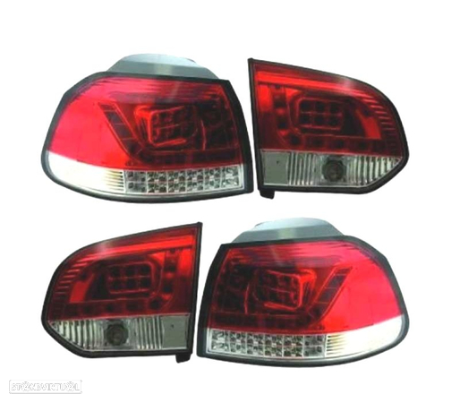 FAROLINS TRASEIROS LED PARA VOLKSWAGEN VW GOLF 6 MK VI 08-12 VERMELHO BRANCO - 1