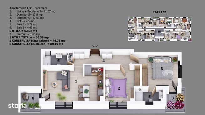 Apartament 3 camere | 23 August Lidl  Proiect nou Preturi promotionale-1