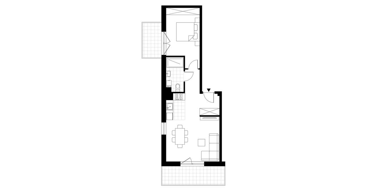 2-pokojowe mieszkanie 46m2 + 2 balkony - Pełny obrazek: 3/8