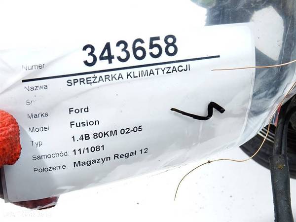 SPRĘŻARKA KLIMATYZACJI FORD FUSION (JU_) 2002 - 2012 1.4 59 kW [80 KM] benzyna 2002 - 2012 - 5