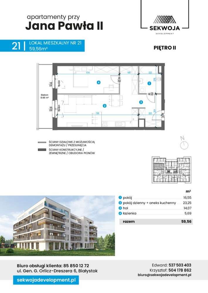 Apartament nr 21 - Apartamenty przy Jana Pawła II - Pełny obrazek: 2/7