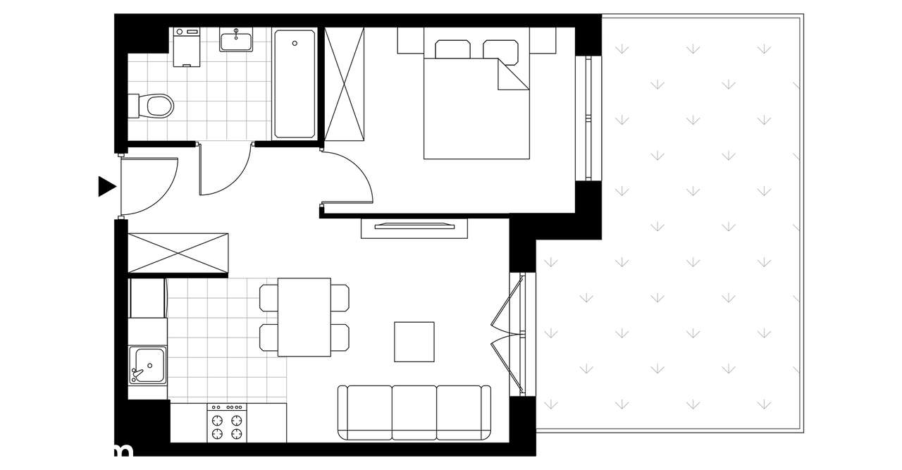 2-pokojowe mieszkanie 37m2 + ogródek Bezpośrednio - Pełny obrazek: 3/8