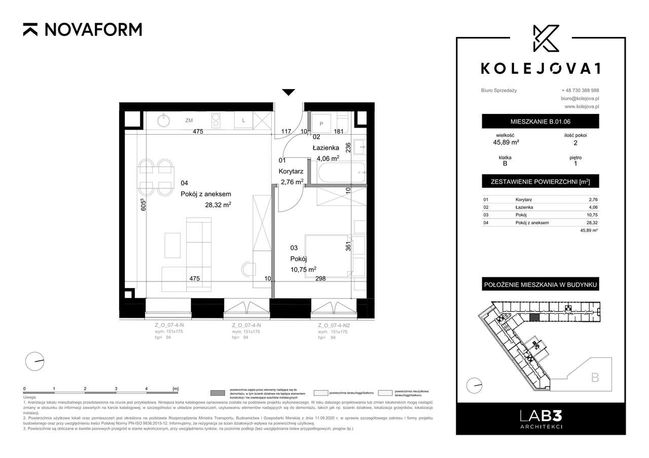 Kolejova 1 | mieszkanie 2-pok. | B.01.06 - Pełny obrazek: 2/9