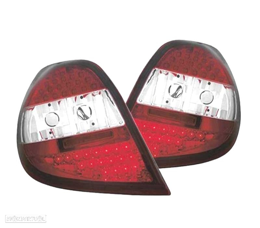 FAROLINS TRASEIROS LED PARA RENAULT CLIO III 05-09 VERMELHO BRANCO - 1